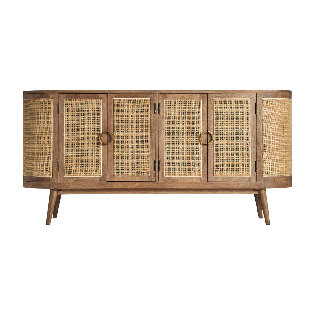 Nordic Sideboard aus Mangoholz und Rattan