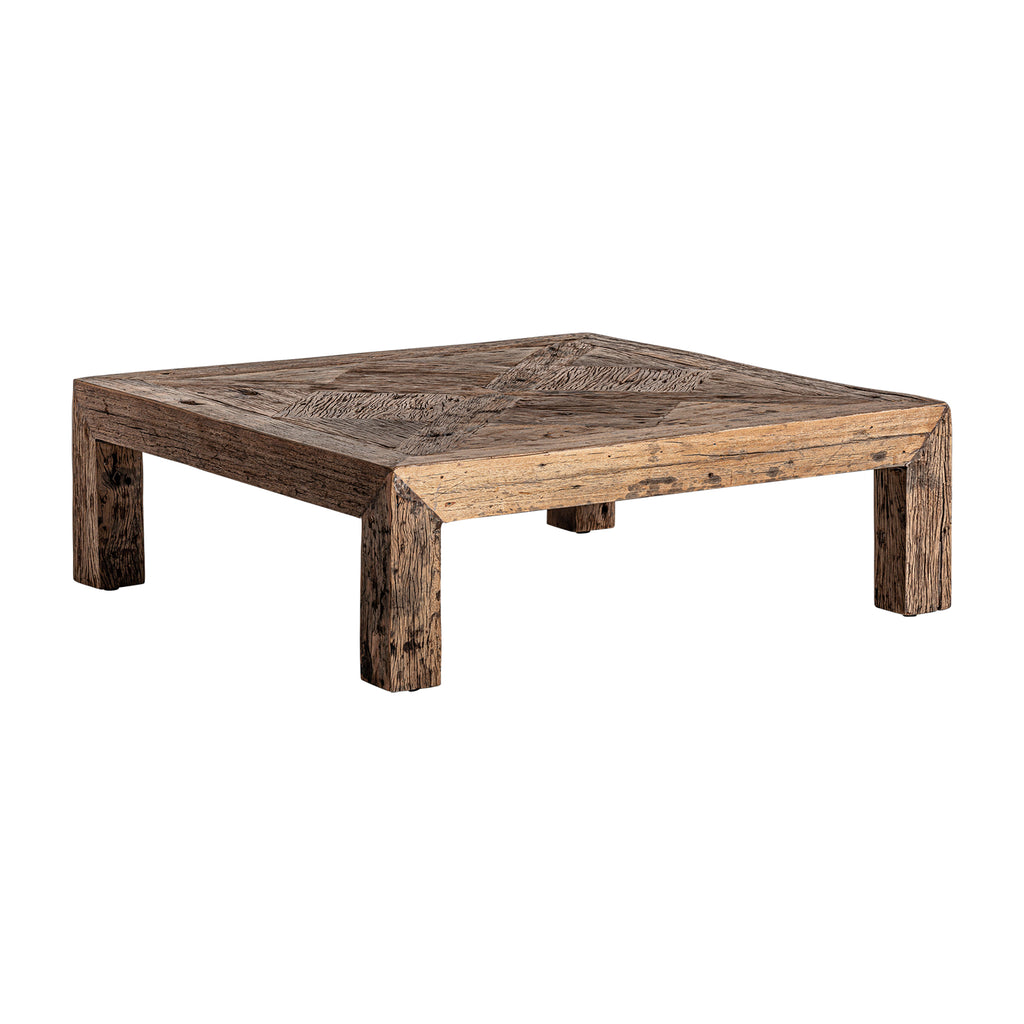 Eckiger Couchtisch aus Recyceltem Holz - Handmade