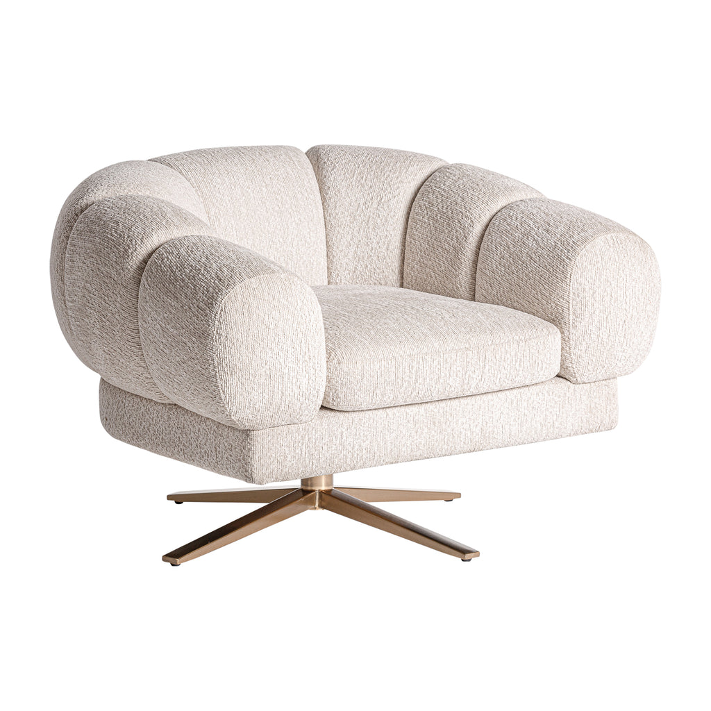 Art Deco Sessel aus Samt in Off White