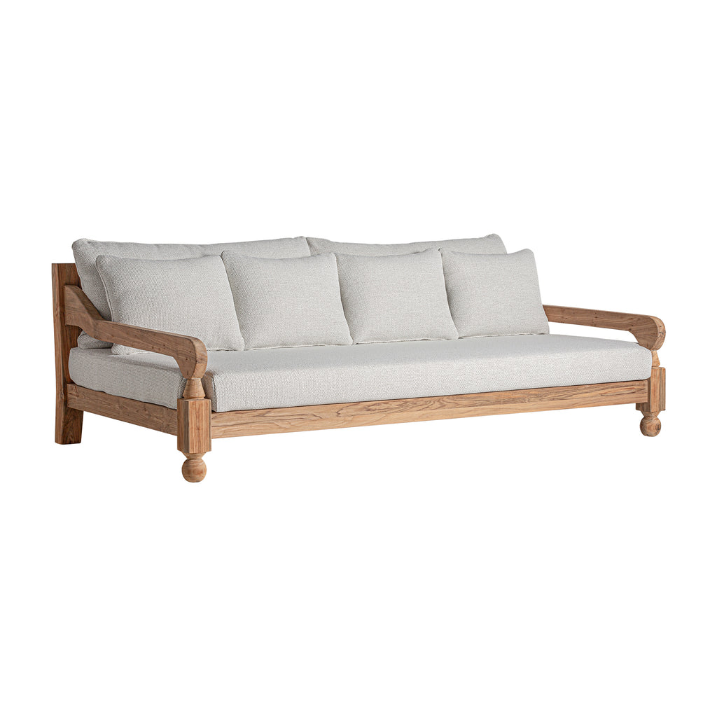 Designer Outdoor Sofa aus Holz mit Weißen Kissen