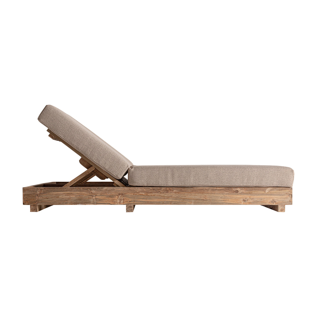 pool chaise longue doppelliege holz kissen braun 