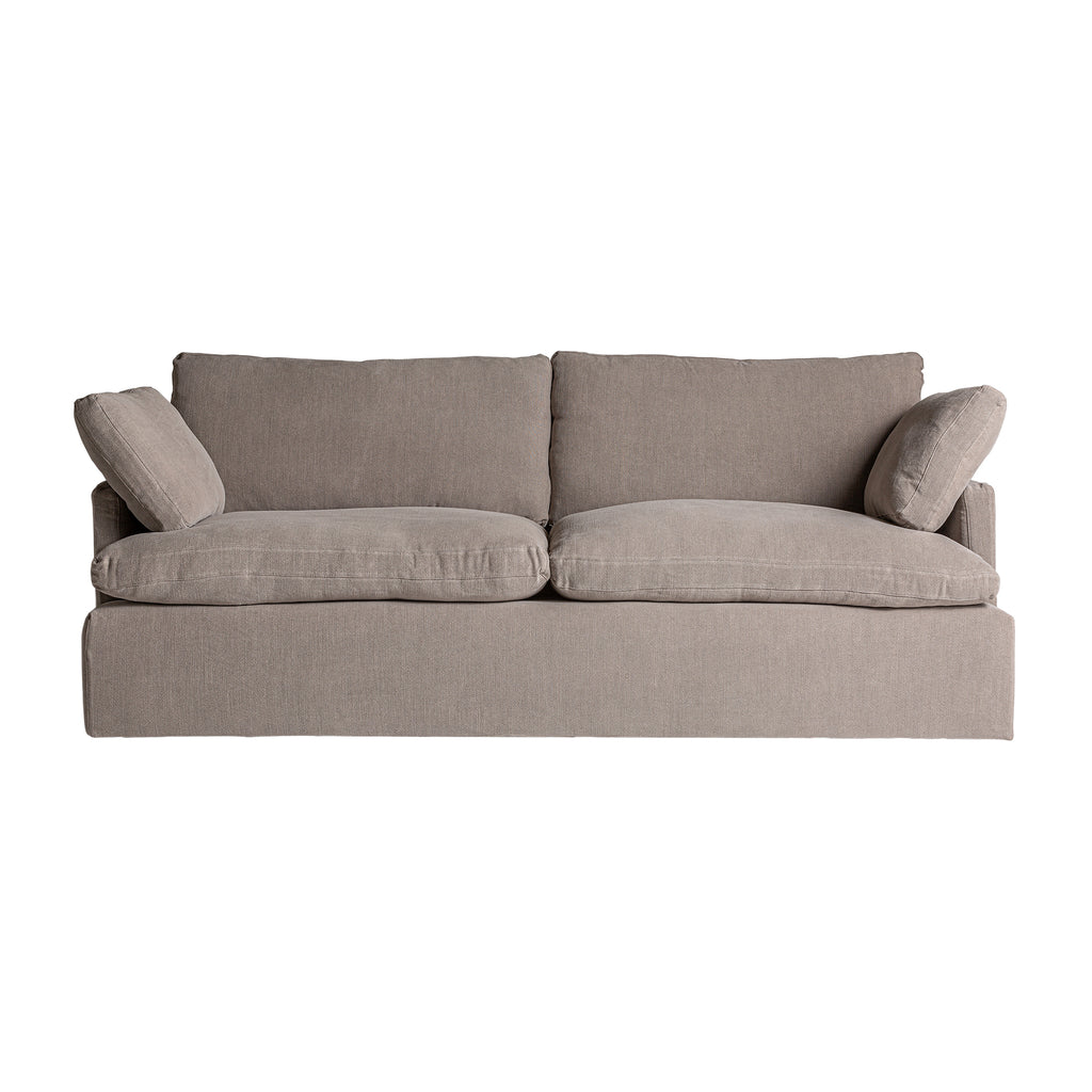 Graues 3-Sitzer Sofa aus Leinen und Baumwolle