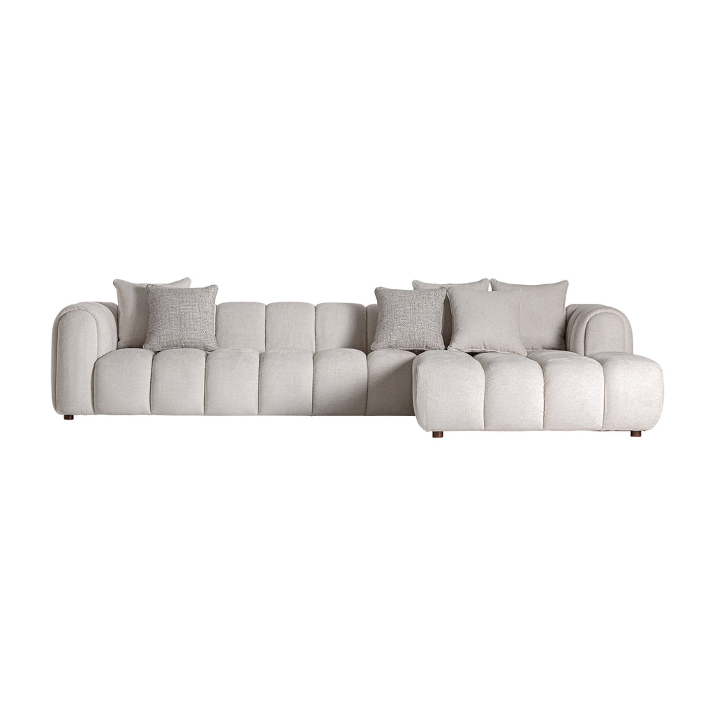 5-Sitzer L-Sofa im Art Deco Stil – Off White