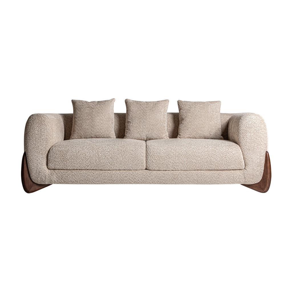 Dreisitzer Sofa in Hellbraun & Creme