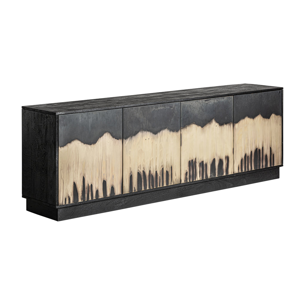 Viertüriges Art Deco Sideboard Schwarz