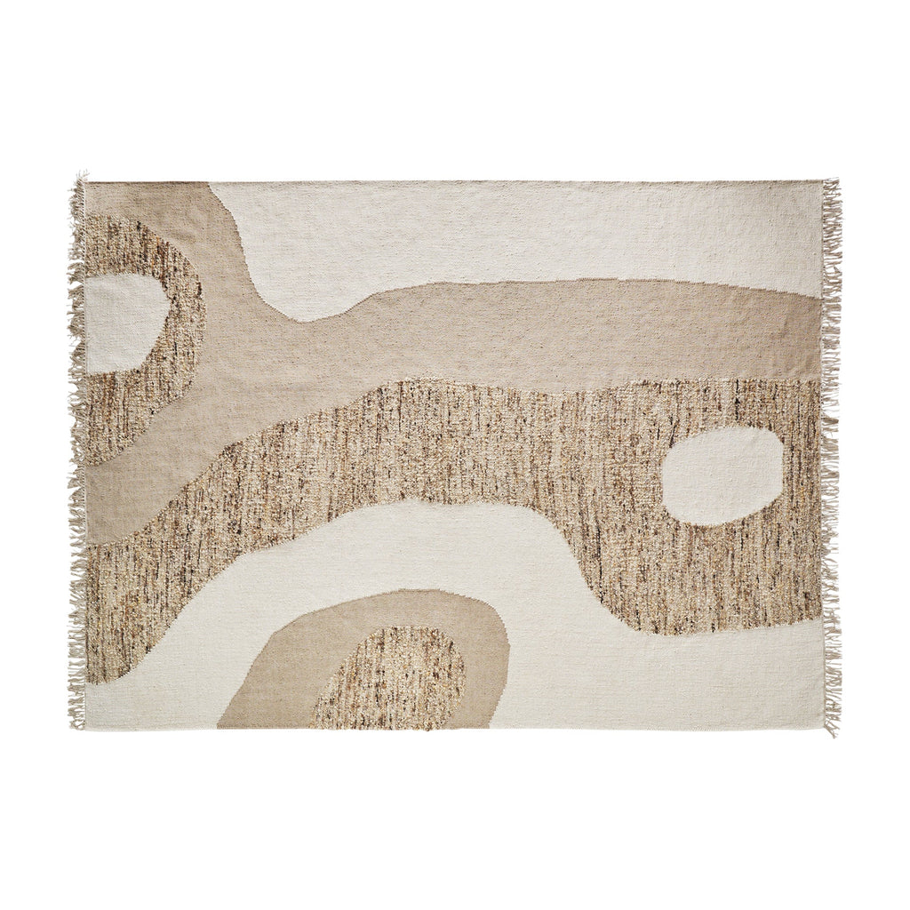 White in Teppich Beige Boho & Off Wolle – Braun, mit Nat aus und Oudh Maison Fransen