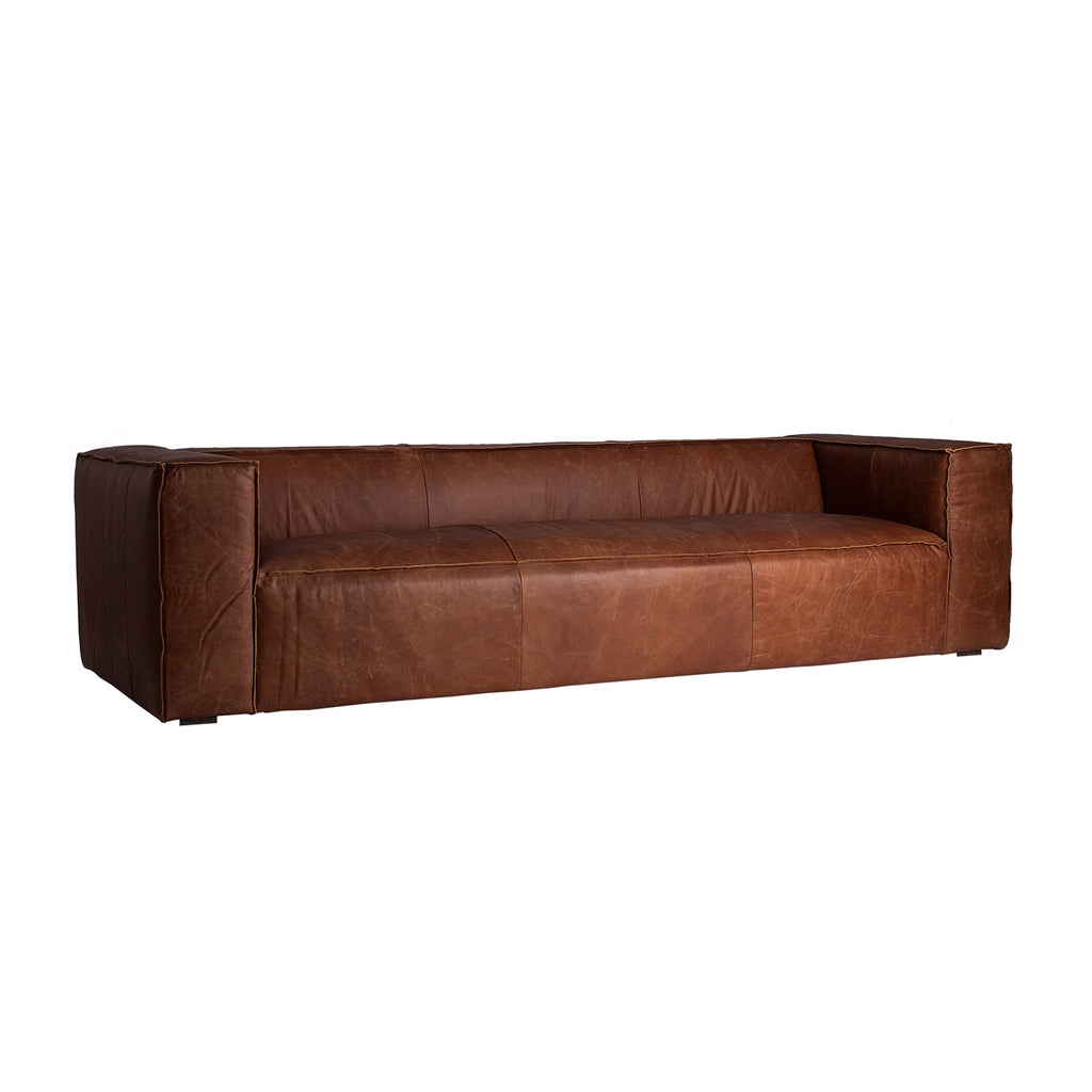 Design Sofa mit braunem Leder bezogen - Maison Oudh