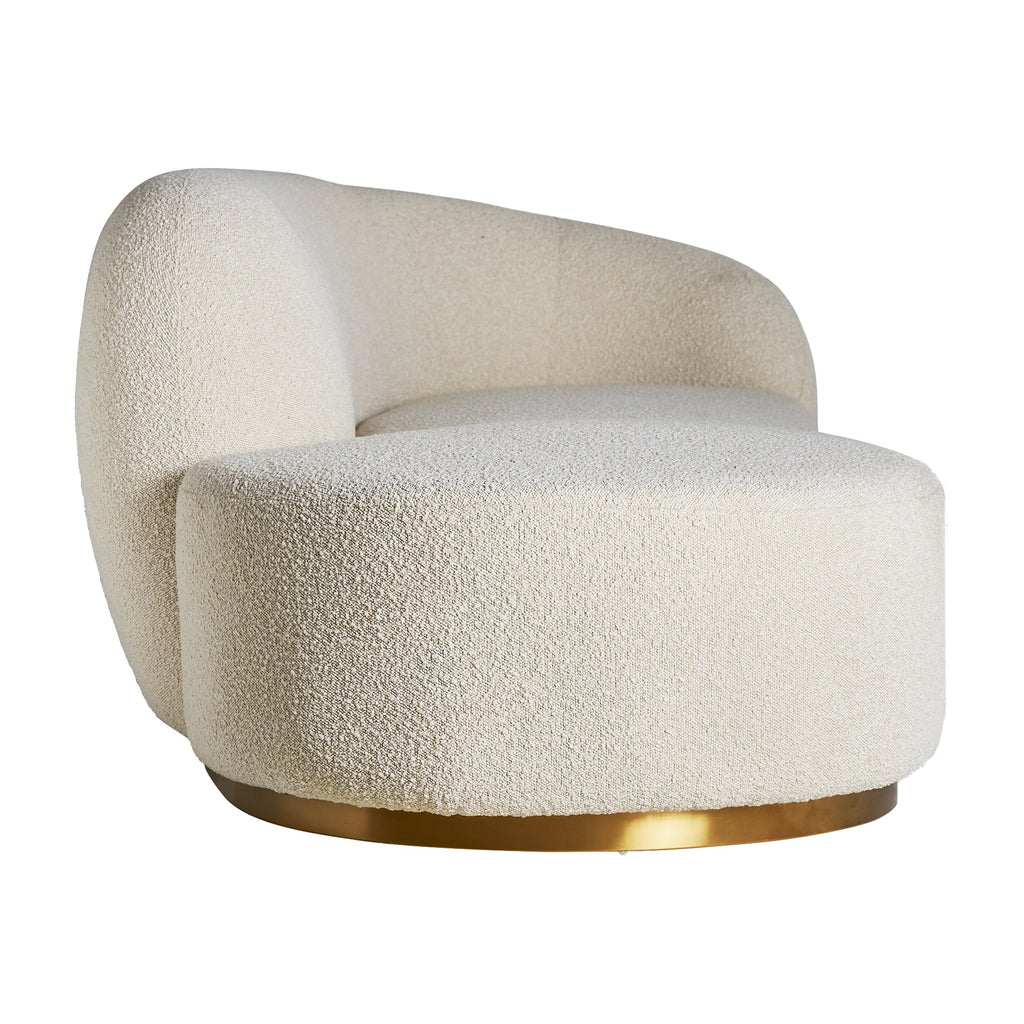 Dreisitzer Sofa aus weissem Bouclé kombiniert mit Gold - Maison Oudh