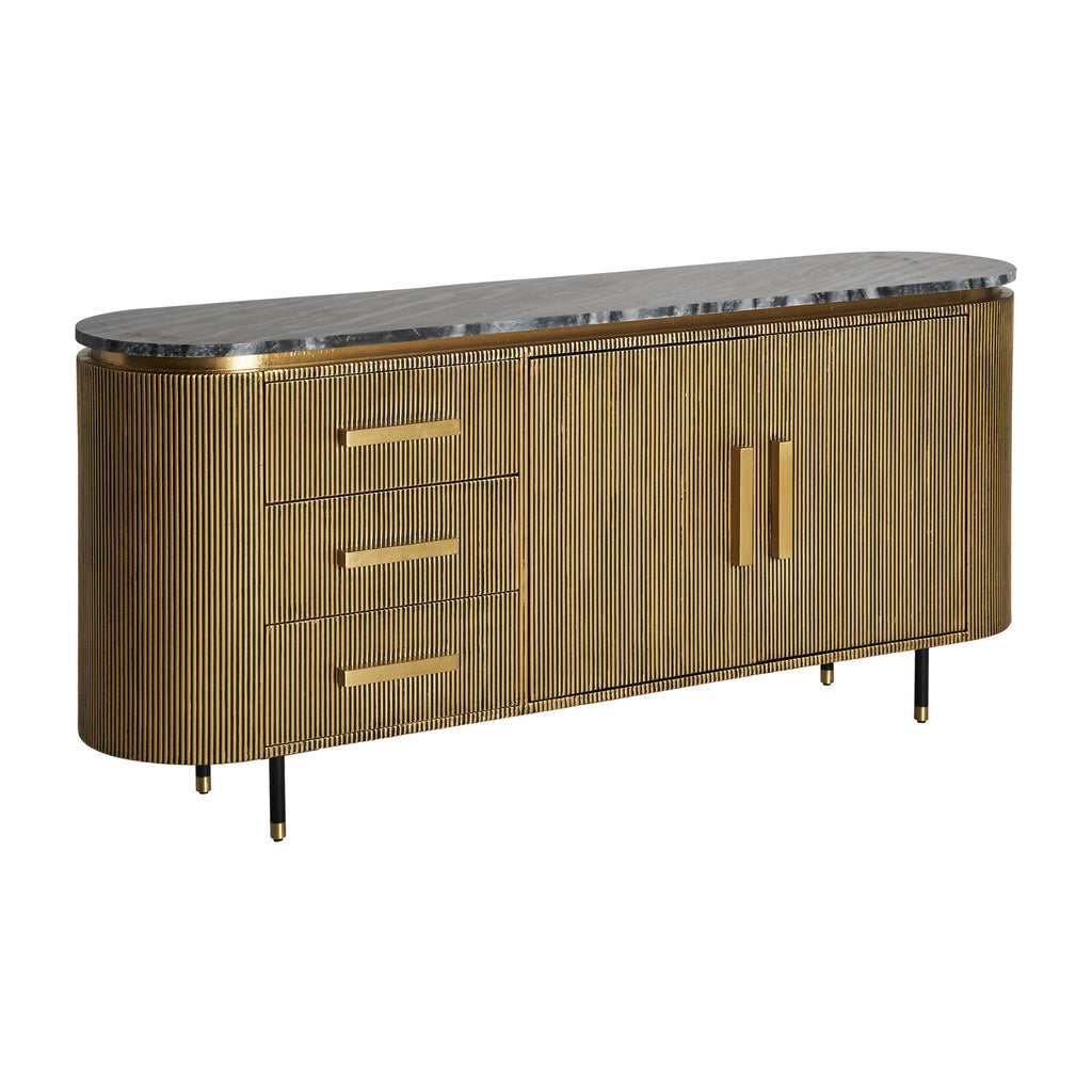 Goldenes Sideboard kombiniert mit schwarzem Marmor - Maison Oudh