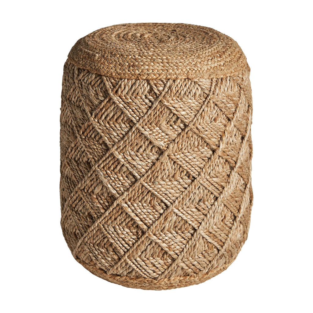 Handgefertigter Jute Pouf in Braun - Maison Oudh