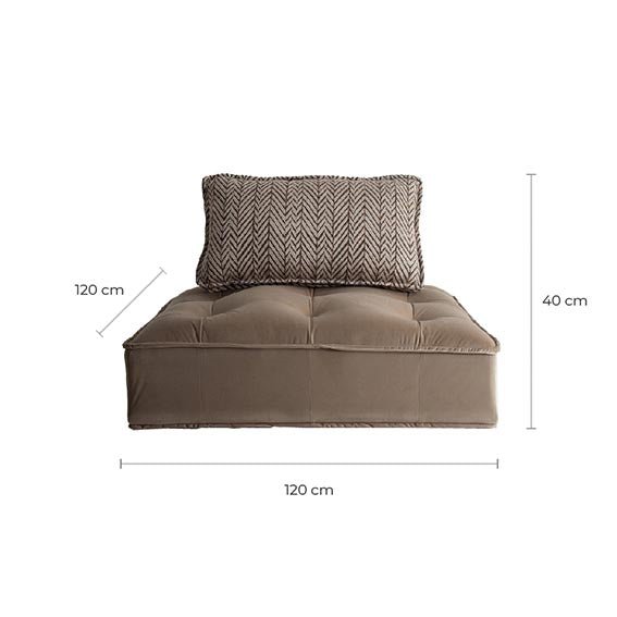 Modulares Loungesofa in Braun und Beige bezogen mit Samt und Leinen - Maison Oudh