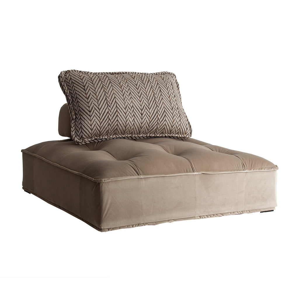 Modulares Loungesofa in Braun und Beige bezogen mit Samt und Leinen - Maison Oudh