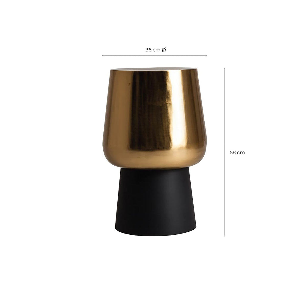 Runder Beistelltisch aus Metall in Schwarz und Gold - Maison Oudh