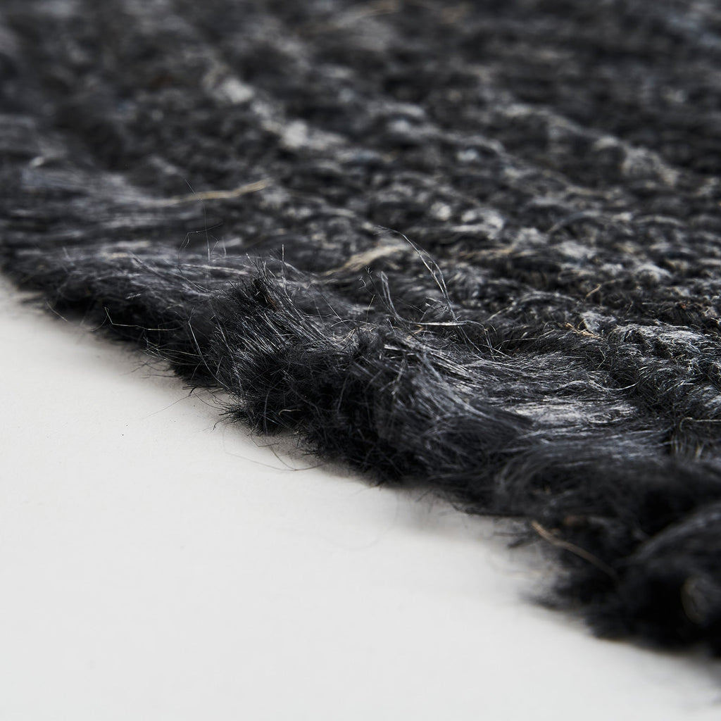 Runder Contemporary Jute-Teppich in Schwarz - Maison Oudh