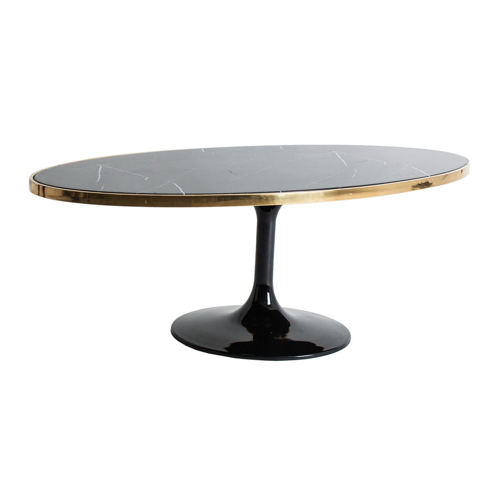 Schwarzer Couchtisch kombiniert mit einer Tischplatte in Marmoroptik - Maison Oudh