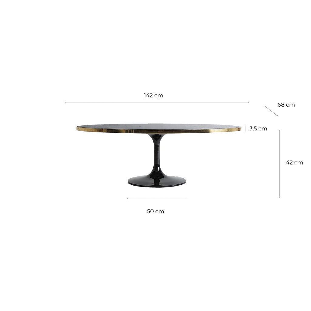 Schwarzer Couchtisch kombiniert mit einer Tischplatte in Marmoroptik - Maison Oudh