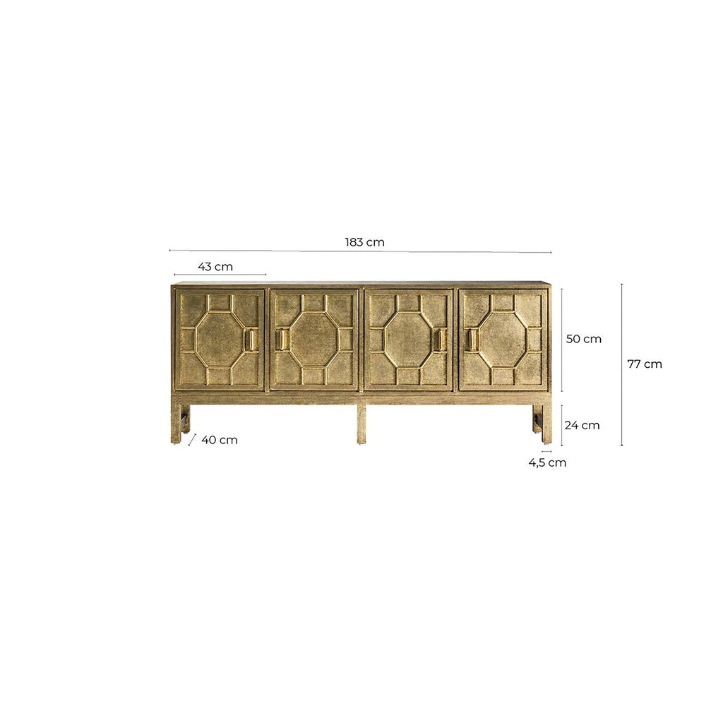 Sideboard in Gold aus Messing mit vier Türen - Maison Oudh