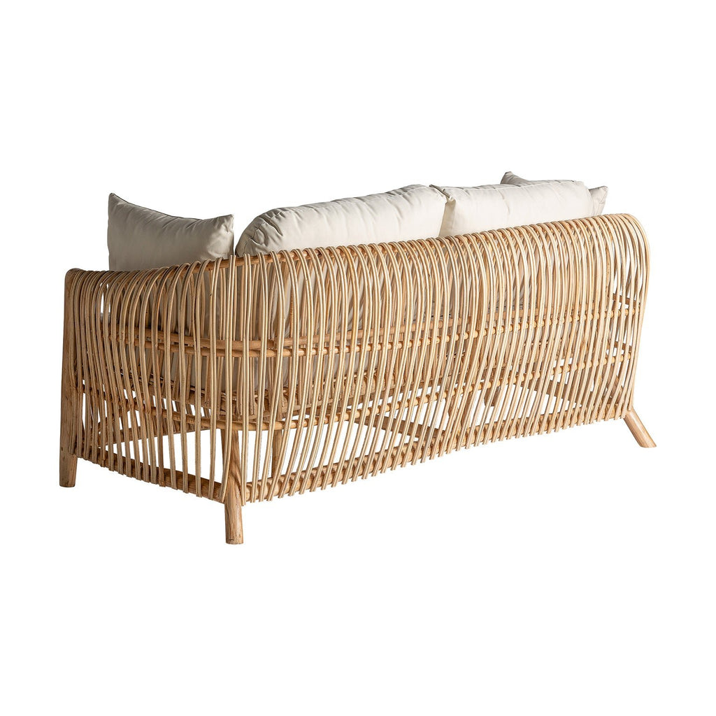 Sofa aus Rattan kombiniert mit weisser Baumwolle (wasserabweisend) - Maison Oudh