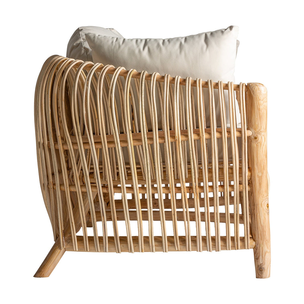 Sofa aus Rattan kombiniert mit weisser Baumwolle (wasserabweisend) - Maison Oudh