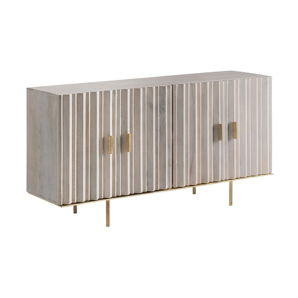 Weisses Sideboard aus Mangoholz mit goldenen Elementen - Maison Oudh